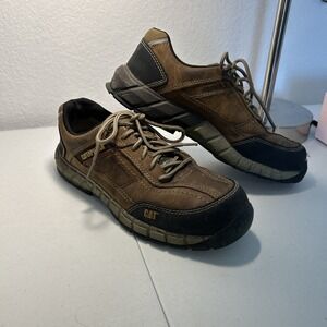 Caterpillar Cat Brown Leather Composite Toe Safety Shoes Men's‎ Size 10